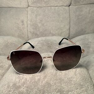 Women's Rose Gold Metal Sunglasses with Brown Gradient Lenses